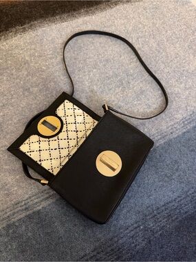 Kate Spade New York Black Saffiano Leather Turn Lock Crossbody Bag